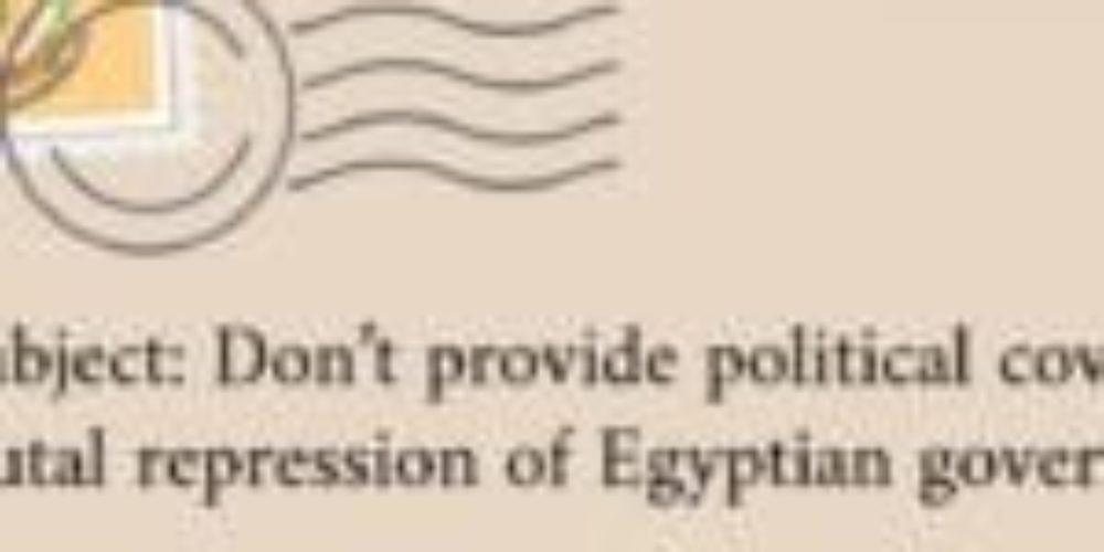 SUBJECT: DON’T PROVIDE POLITICAL COVER FOR BRUTAL REPRESSION OF EGYPTIAN GOVERNMENT