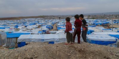 Syrian refugees in camp [Wikipedia]