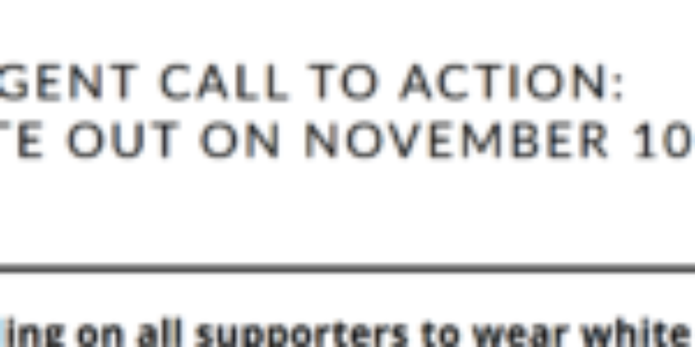 URGENT CALL TO ACTION: WHITE OUT NOVEMBER 10