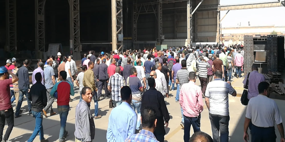 Egypt: Iron and Steel company workers stage protest for fellowship fund rights