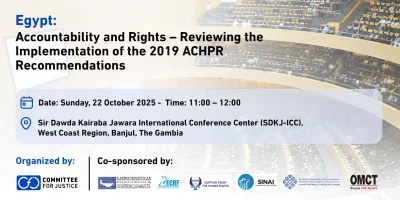 CFj Organizes a Side Event at margins of the 85th Ordinary Session of the ACHPR about Accountability and Rights in Egypt – Reviewing the Implementation of the 2019 ACHPR Recommendations